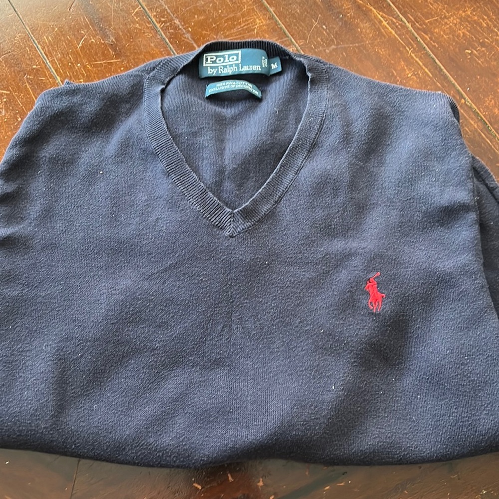 Navy Polo V Neck Sweater NWOT or EUC